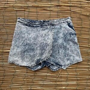 Y2K Style Nofuze Acid Wash Denim Skirt Skort Shorts Size 16